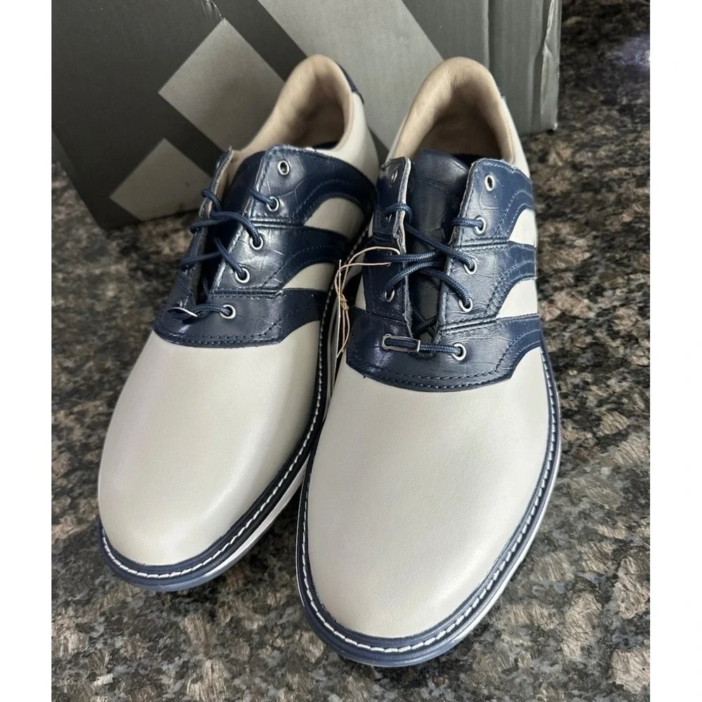 Adidas MC Z-Traxion Golf Shoes Grey Navy Blue Spikeless Leather IH5151 Mens 12